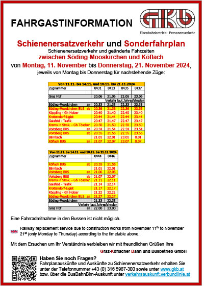 Sonderfahrplan