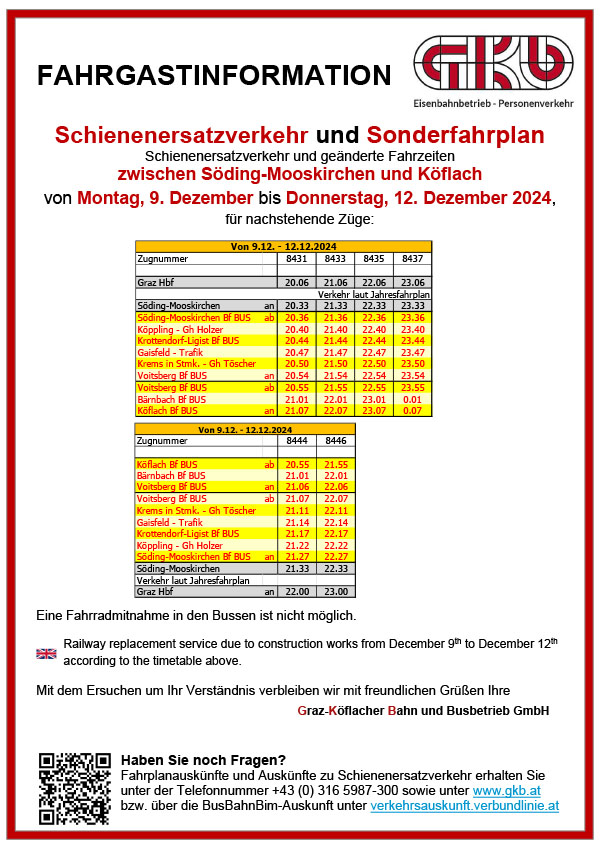 Sonderfahrplan