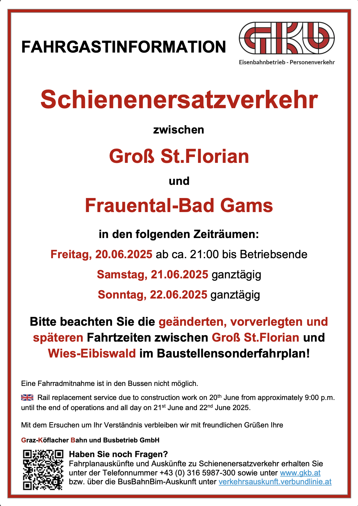 Sonderfahrplan
