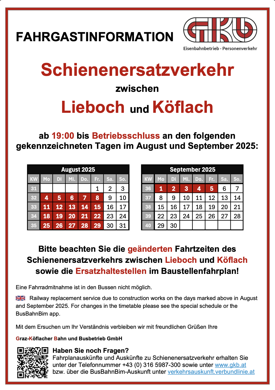 Sonderfahrplan