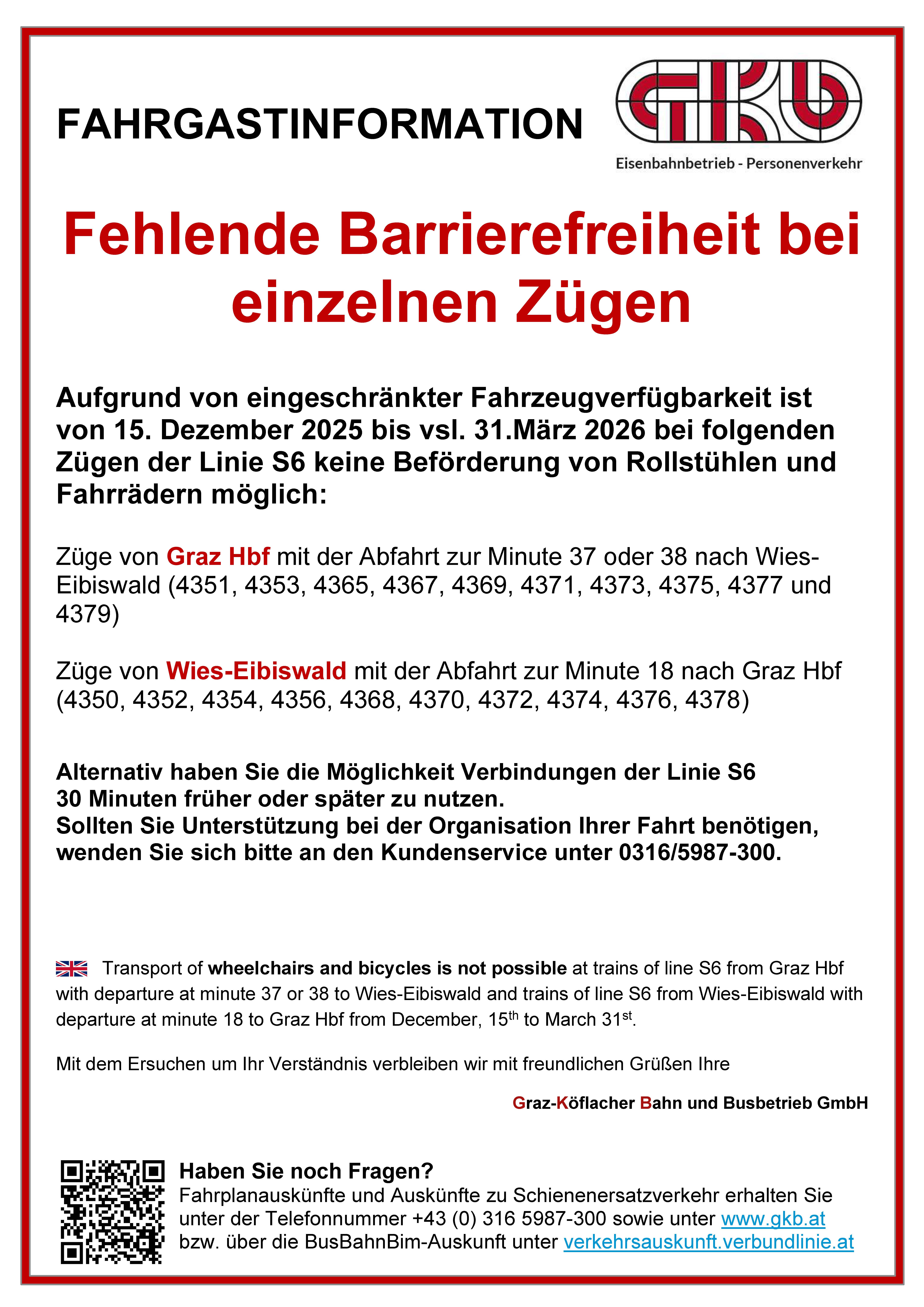 Fehlende Barrierefreiheit bei einzelnen Zügen