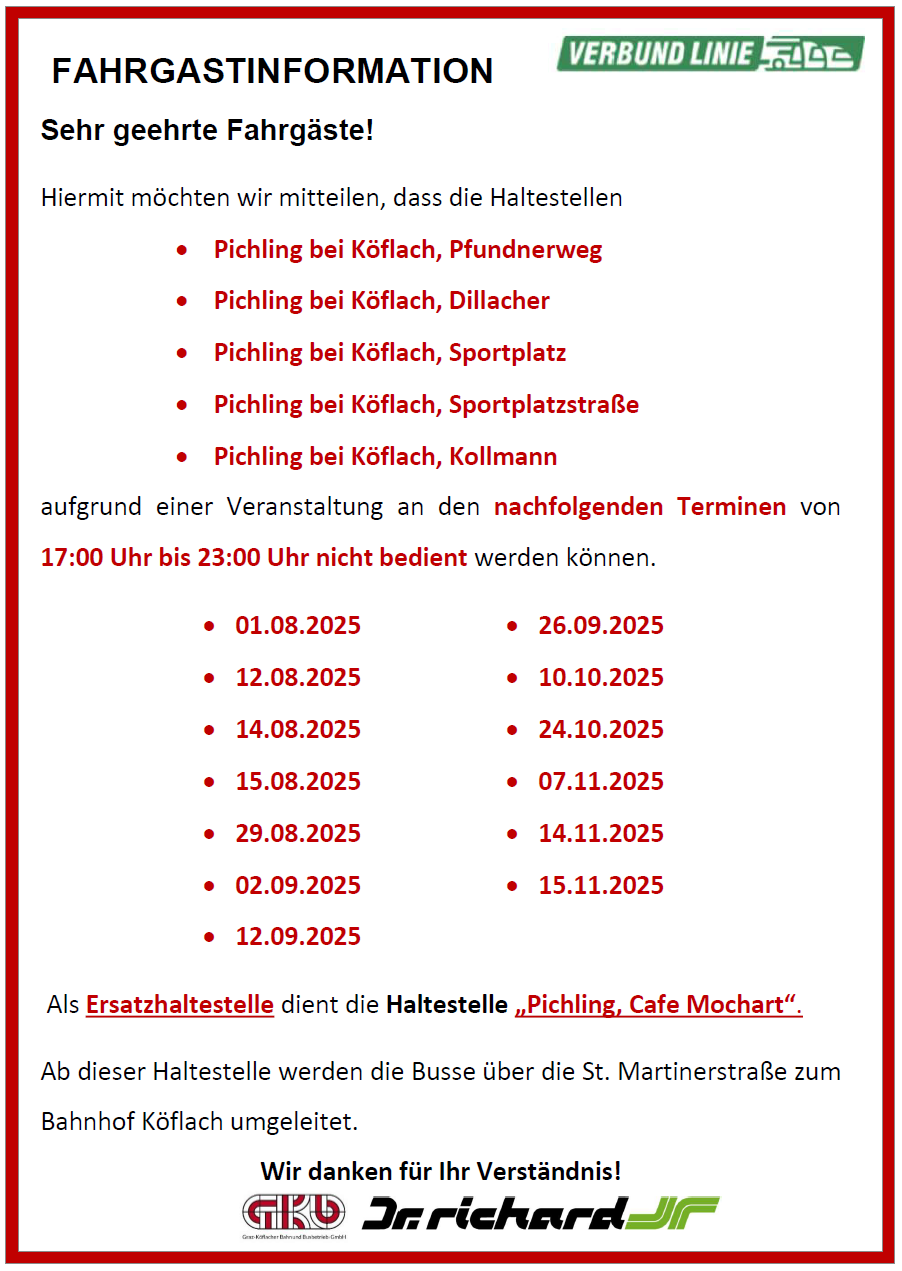 Sonderfahrplan